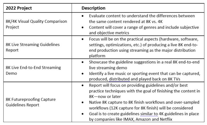 8K Association 2022 Initiatives