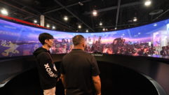 A wrap-around screen at CES 2023.