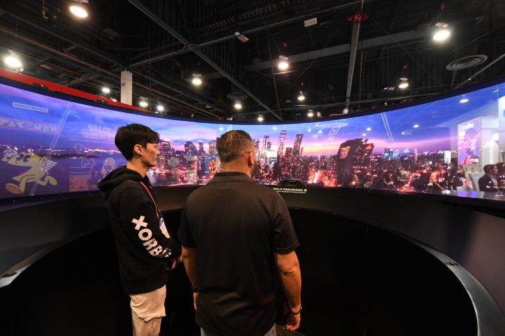 A wrap-around screen at CES 2023.