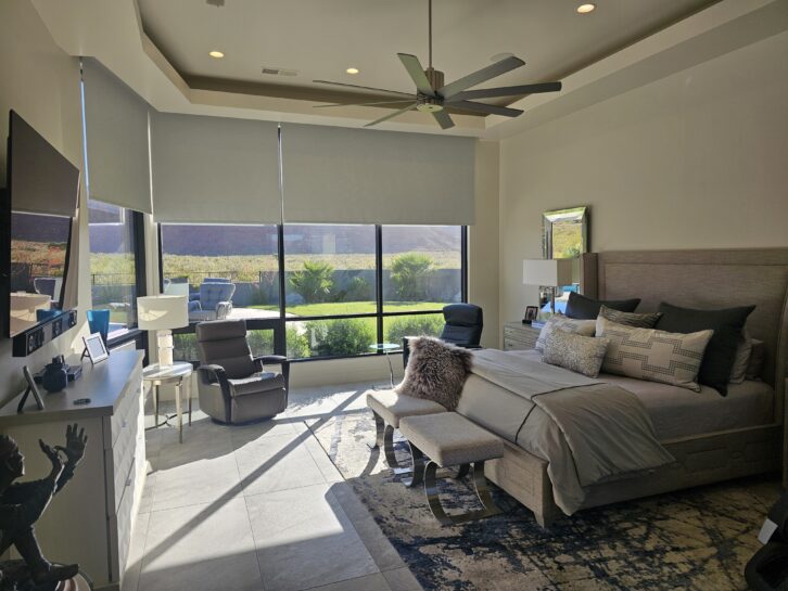 Having the shades raised or lowered makes a huge difference in this room from Innovative Audio.