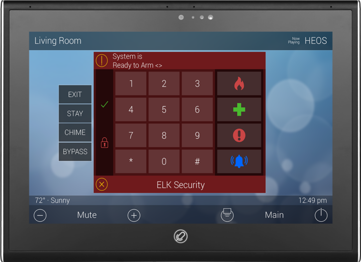 URC Touchscreen showing ELK Products control