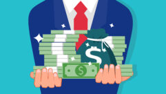 A person handing money over as an investment.