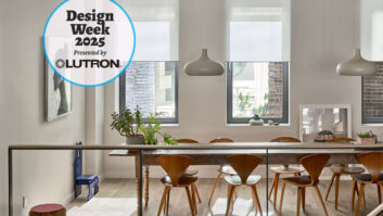 Picking the Right Shade Partner - Dining Room with Lutron Shades and Design Week Logo