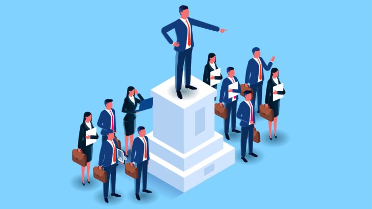 Leader on a pedestal