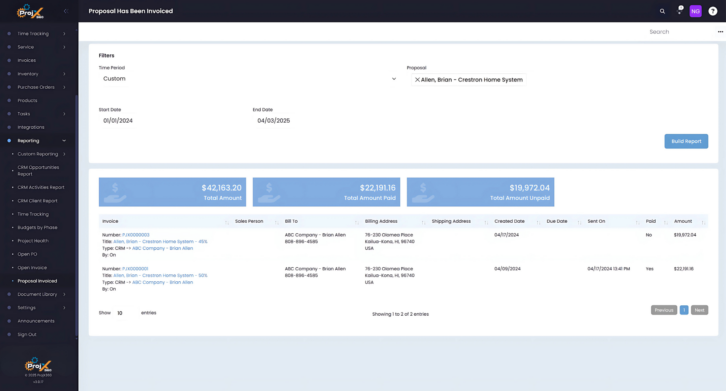 ProjX360 Invoicing Enhancements