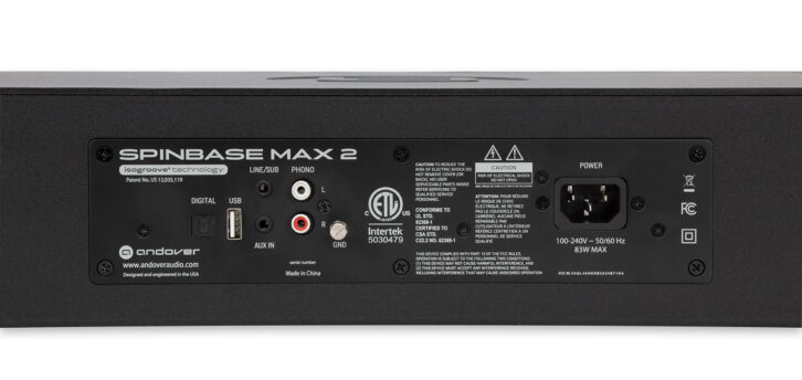 Andover Audio SpinBase MAX 2 Rear Panel