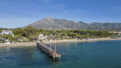 jetty on a beach in the town of Marbella on the Costa del Sol, Spain