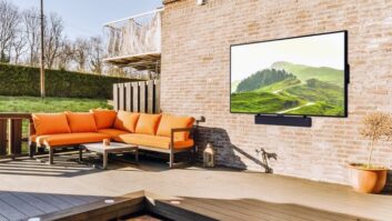Skyworth Outdoor TV on a Patio