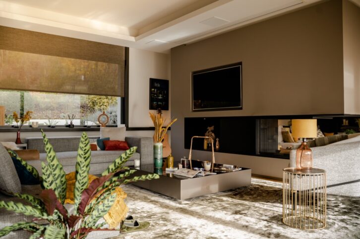 A Somfy shade installation.