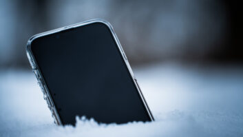 Phone in the snow to represent cold calling.