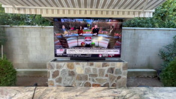 Auton Outdoor TV Lift in a Fresno, California, yard