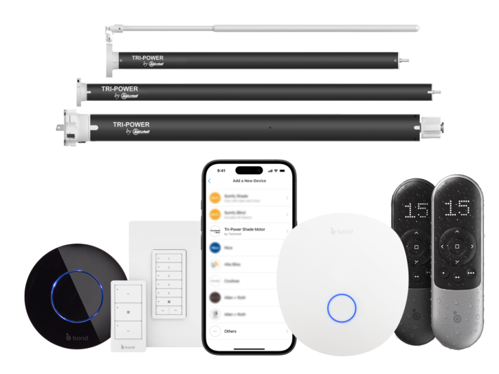 Twitchell’s new Tri-Power tubular shade motors now work with Bond.