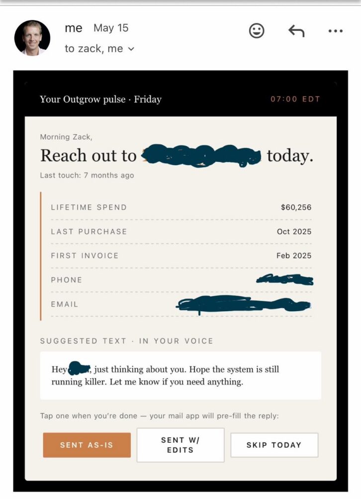 Sample Email from Livewire