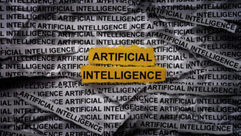 Strips of newspaper with the words Artificial Intelligence typed on them. Close up.