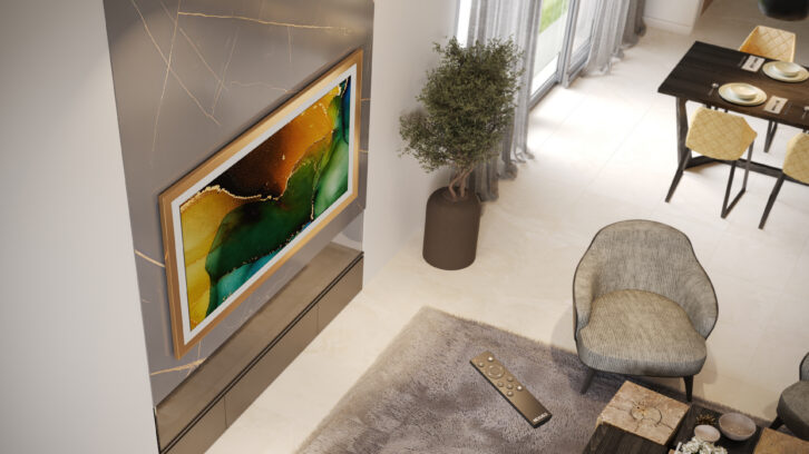 Nexus 21 Apex Motorized Wall Mount flush against wall