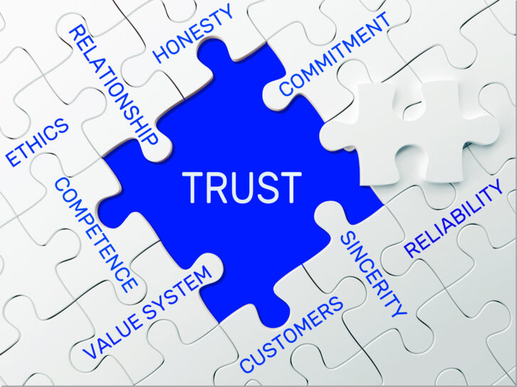 Trust illustrated in a puzzle concept