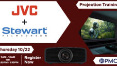 JVC Projectors and Stewart Filmscreen are teaming up for an exclusive, hands-on demonstration and training event on Thursday, October 22, at Pioneer Music Company’s Chicago location.